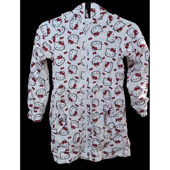 Hello Kitty Girls White & Red Hooded Jacket Size 10 Lightweight Coat - Picture 1 of 9